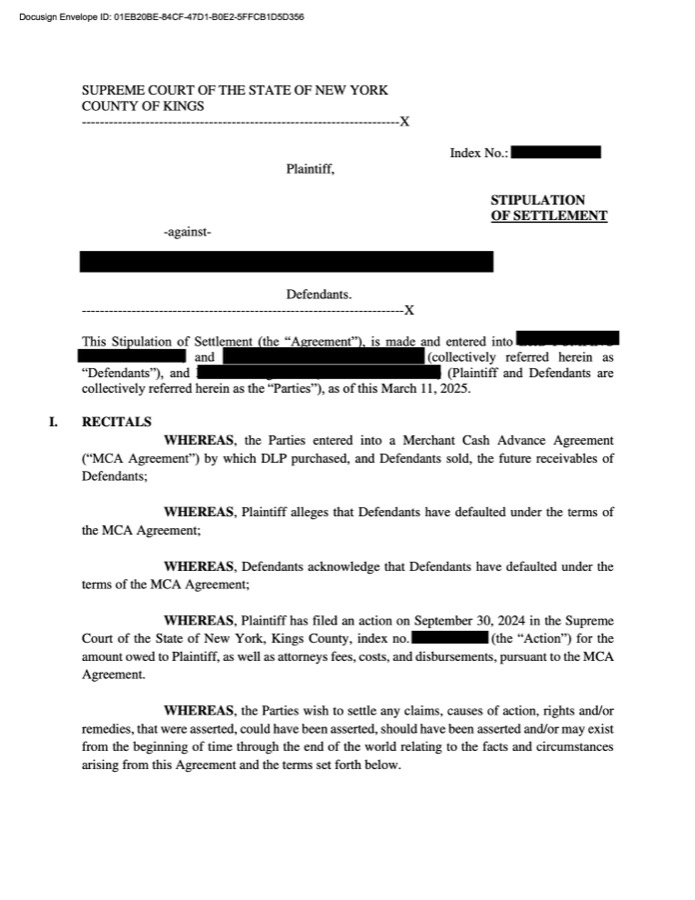 Redacted signed document for this case showing $12,792+ resolved for $5,000